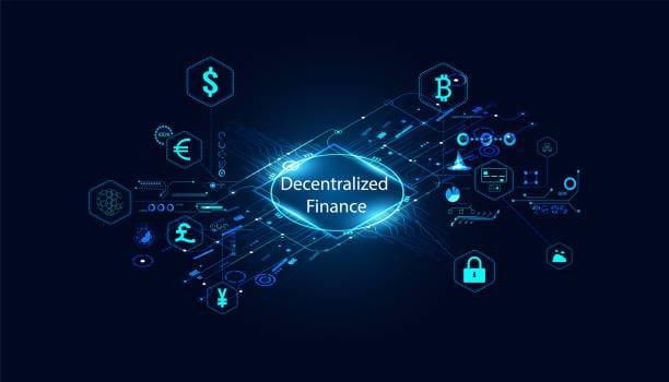 DeFi concept showing blockchain development and crypto portfolios illustrating modern financial systems beyond TradFi.